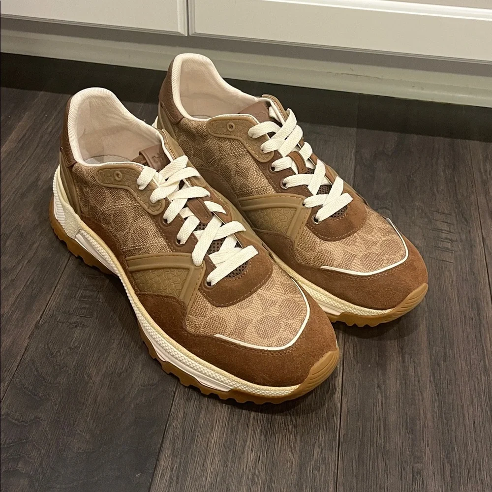 Coach New York khaki Signature C143 G3525 Shoes Sneakers Mens Size 12